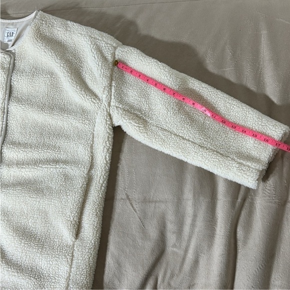 Gap Womens Cream Sherpa Cocoon Jacket MP Teddy Fleece Lined Cozy Fall Winter - Picture 7 of 10